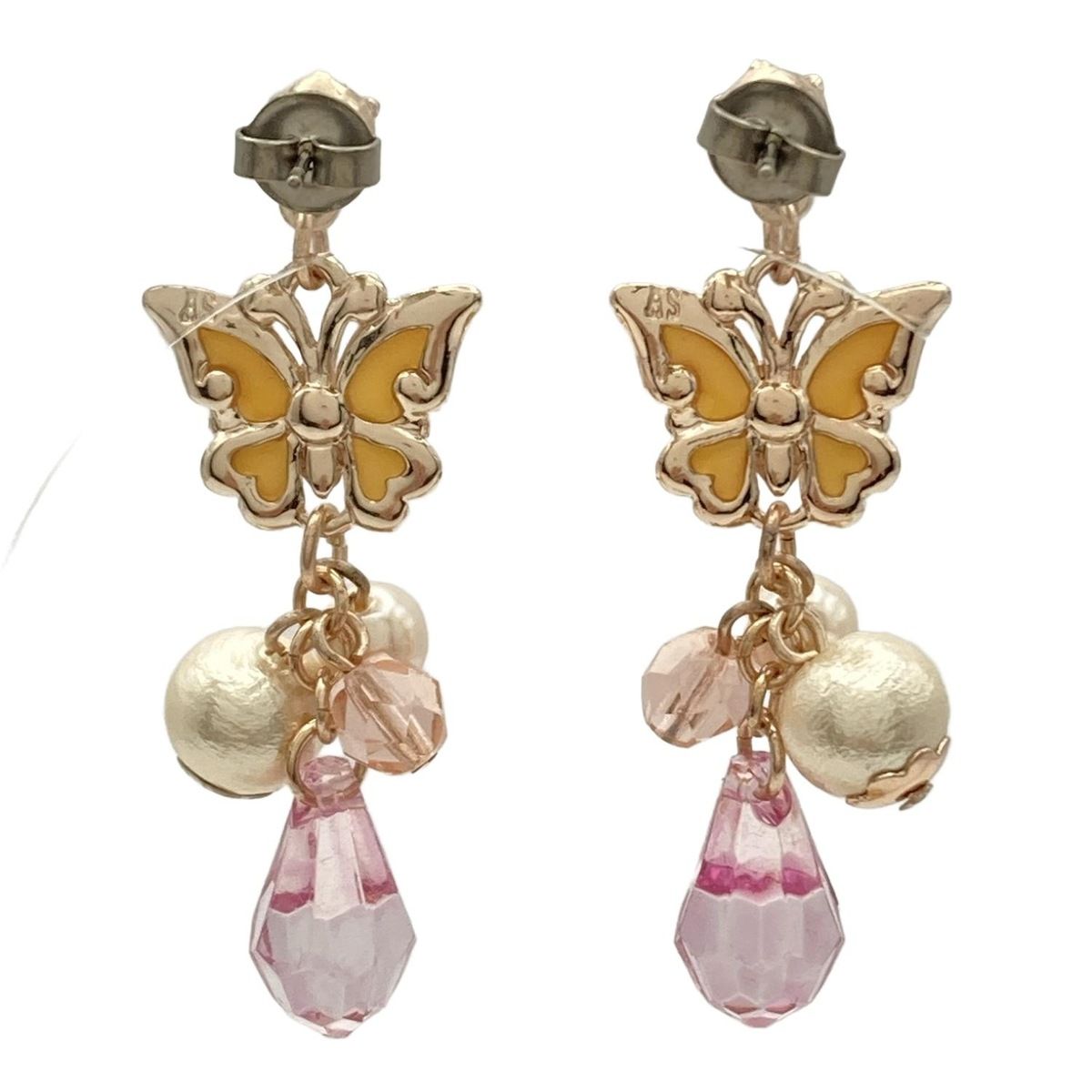 ANNA SUI アナスイ ピアス ピンクゴールド オレンジ ライトピンク バタフライ 蝶