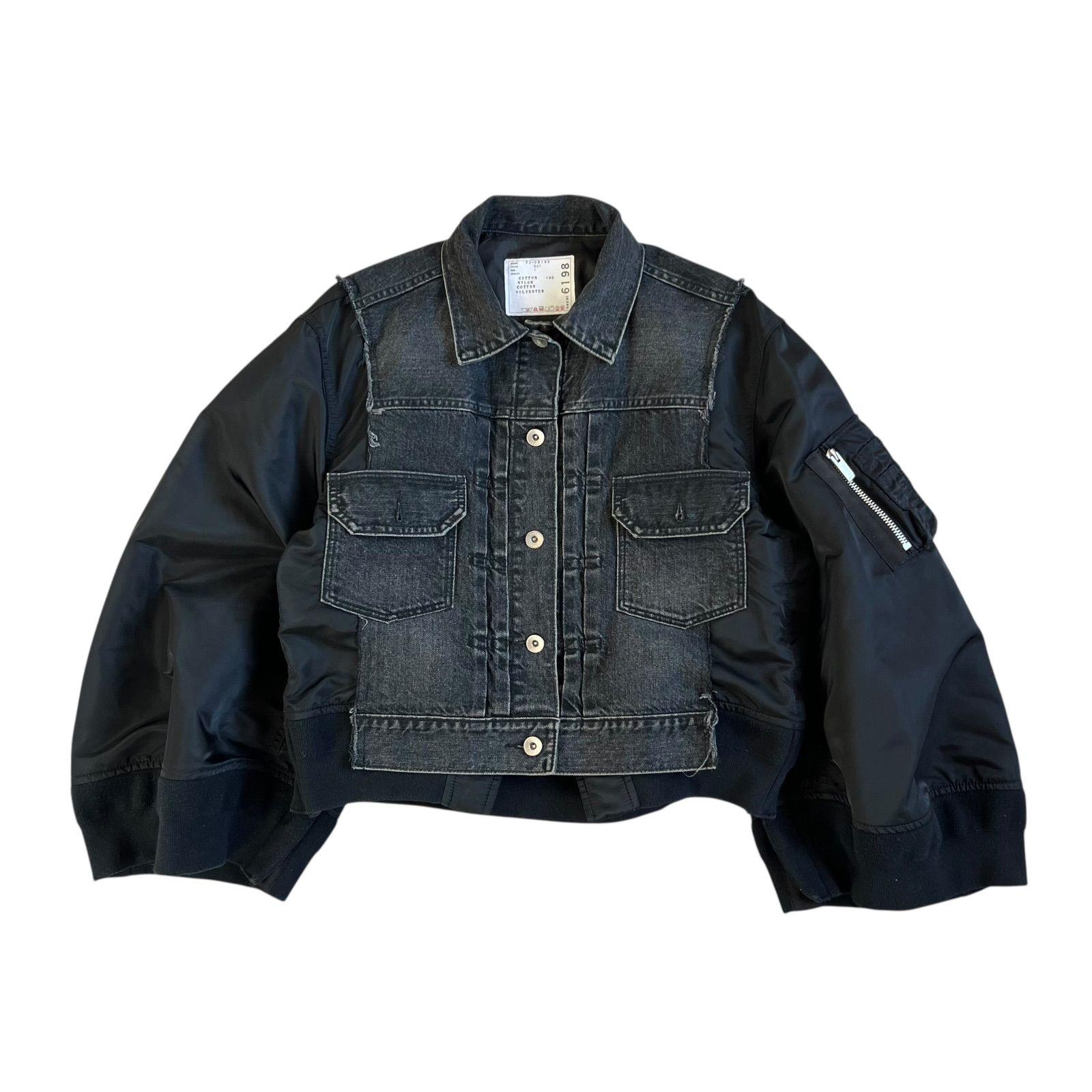 sacai サカイ デニム×MA-1 パネルデニムジャケット 2025 ブラック SIZE 1 Sサイズ レディース