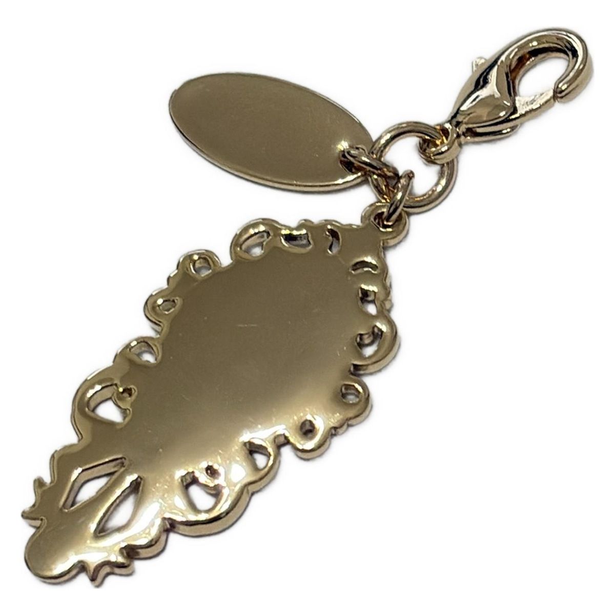 FEILER フェイラー キーホルダー チャーム - ゴールド×シルバー×ピンク ソワンドゥボーテ ミラーモチーフ