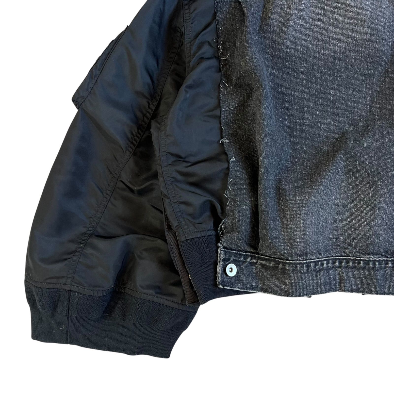  sacai サカイ デニム×MA-1 パネルデニムジャケット 2025 ブラック SIZE 1 Sサイズ レディース Gジャン デニムジャケット カバーオール ジャケット アウター