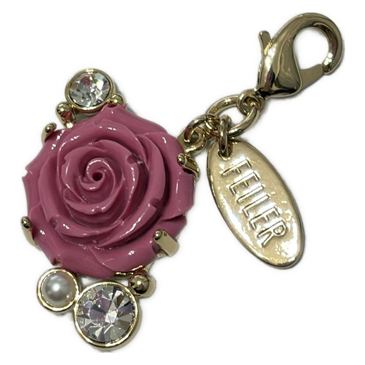 FEILER フェイラー キーホルダー チャーム ゴールド ピンク クリア ソワンドゥボーテ