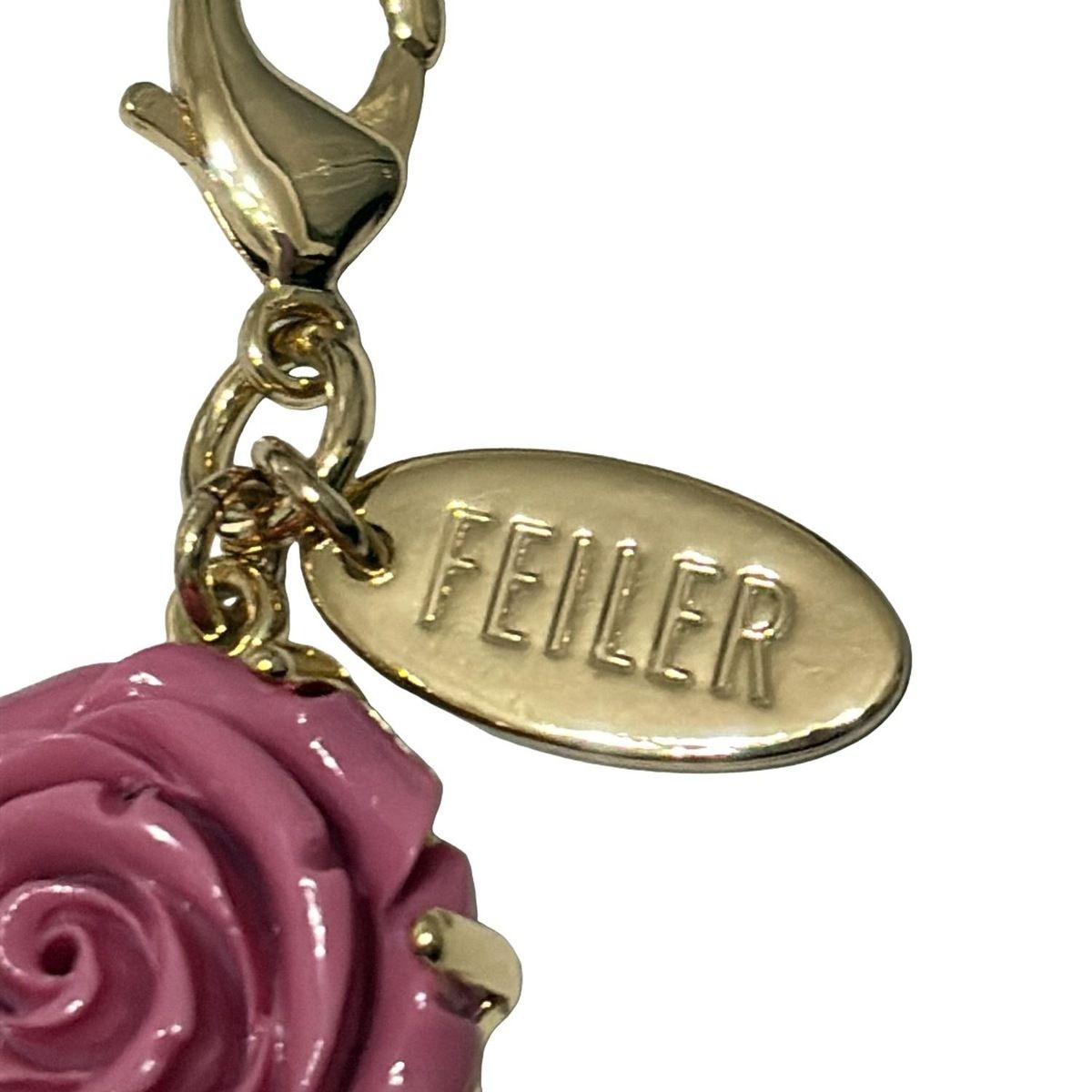  FEILER フェイラー キーホルダー チャーム - ゴールド×ピンク×クリア ソワンドゥボーテ キーホルダー キーリング 小物