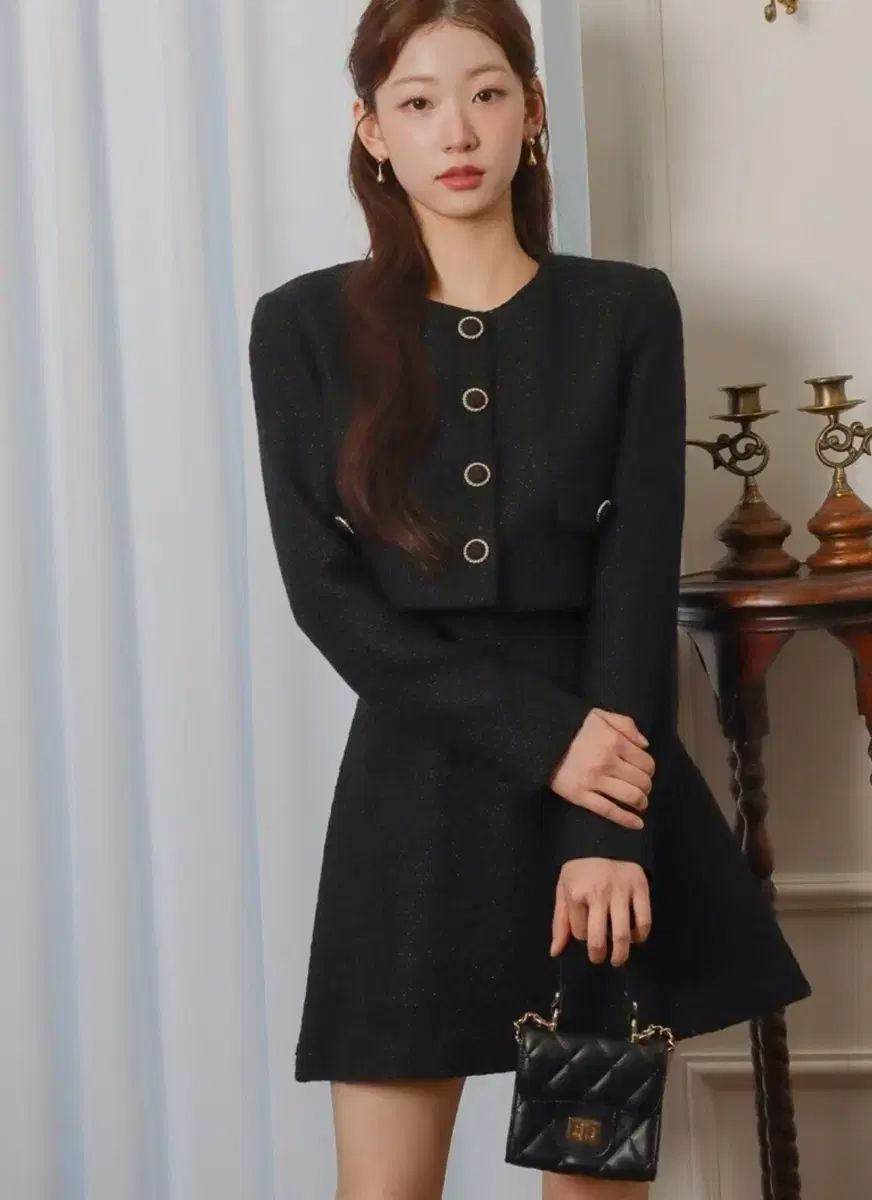 イヴァナヘルシンキ マリ アンヌ ツイード セットアップ ブラック