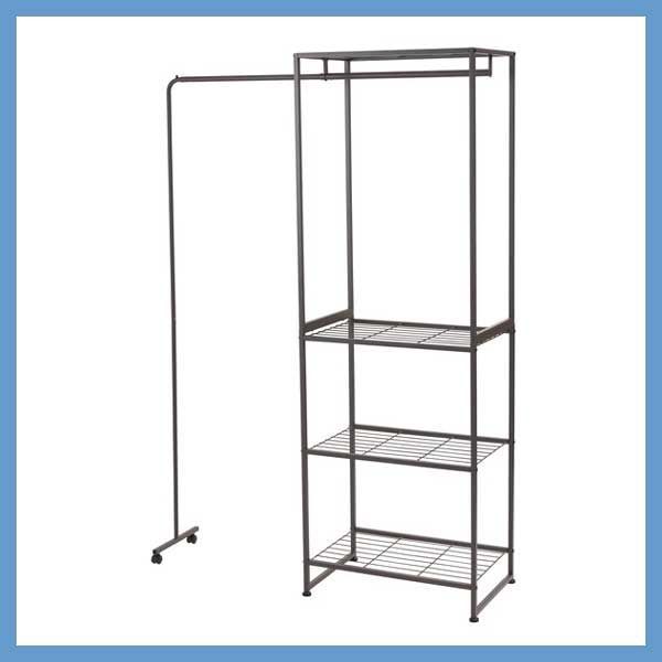 スチール製ハンガーラック アジャスター付き 伸縮ハンガー付き キャスター付き ずり落ち防止ストッパー付き W 67 5 152 D 40 H 180 cm No 66 ダークグレー