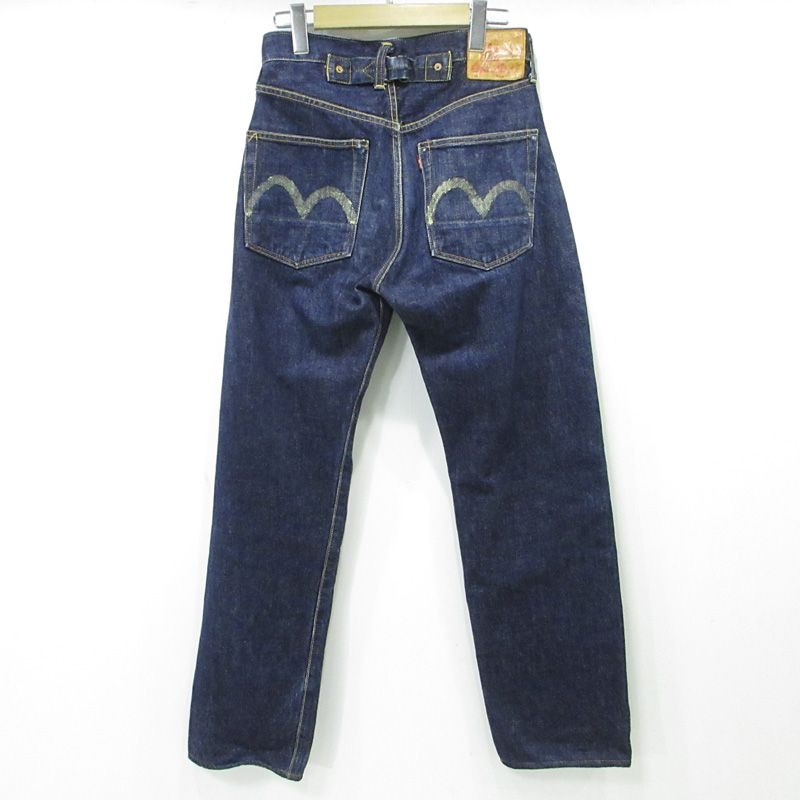 EVISU エヴィス NO 2 カモメプリントボタンフライデニムパンツ シンチバック 2504 XX ネイビー ブルー サイズ 28 107