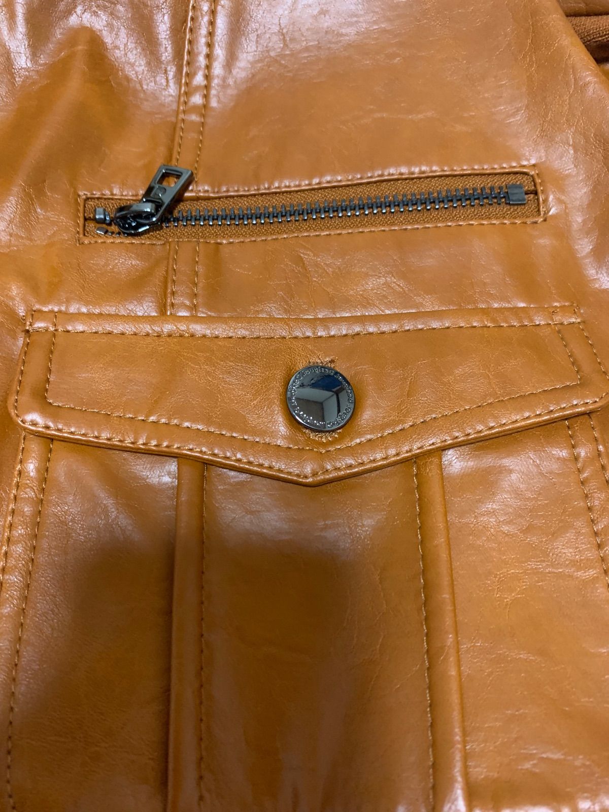  Desigual. レザージャケット Mサイズ ブルゾン レザー キャメル ライダース ポケット 裏地柄 デシグアル いつもありがとうございます その他 レザージャケット ライダース