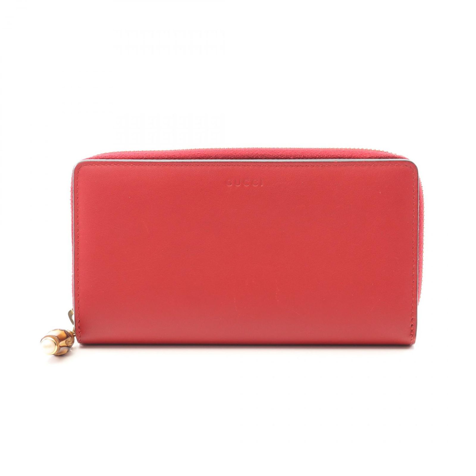 グッチ バンブー　赤の長財布 グッチ GUCCI ラウンド長財布 バンブー 453160 レッド レザー バンブ