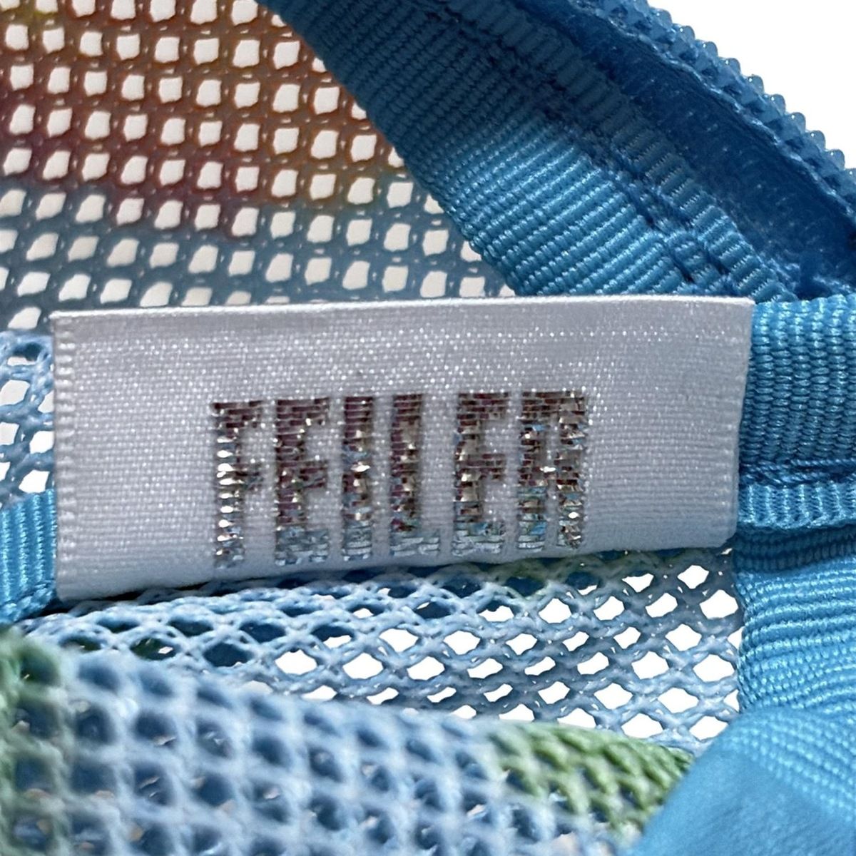 FEILER(フェイラー) ポーチ美品 - ブルー×オレンジ×マルチ メッシュ