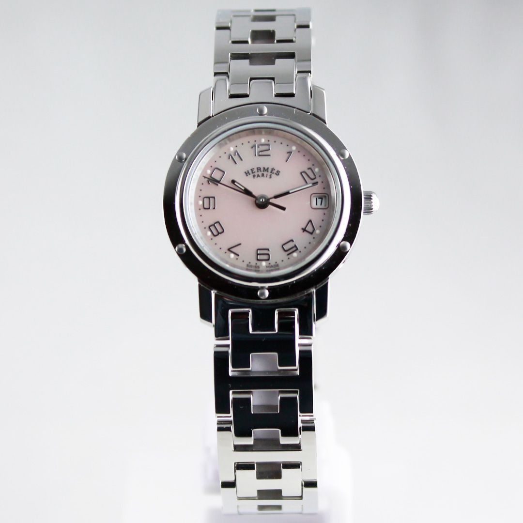 SA 201 HERMES クリッパー ナクレ CL 4.210.214 3796 レディース クォーツ シェル文字盤 SS 腕時計 エレガント 銀座サコム堂 期間 販売