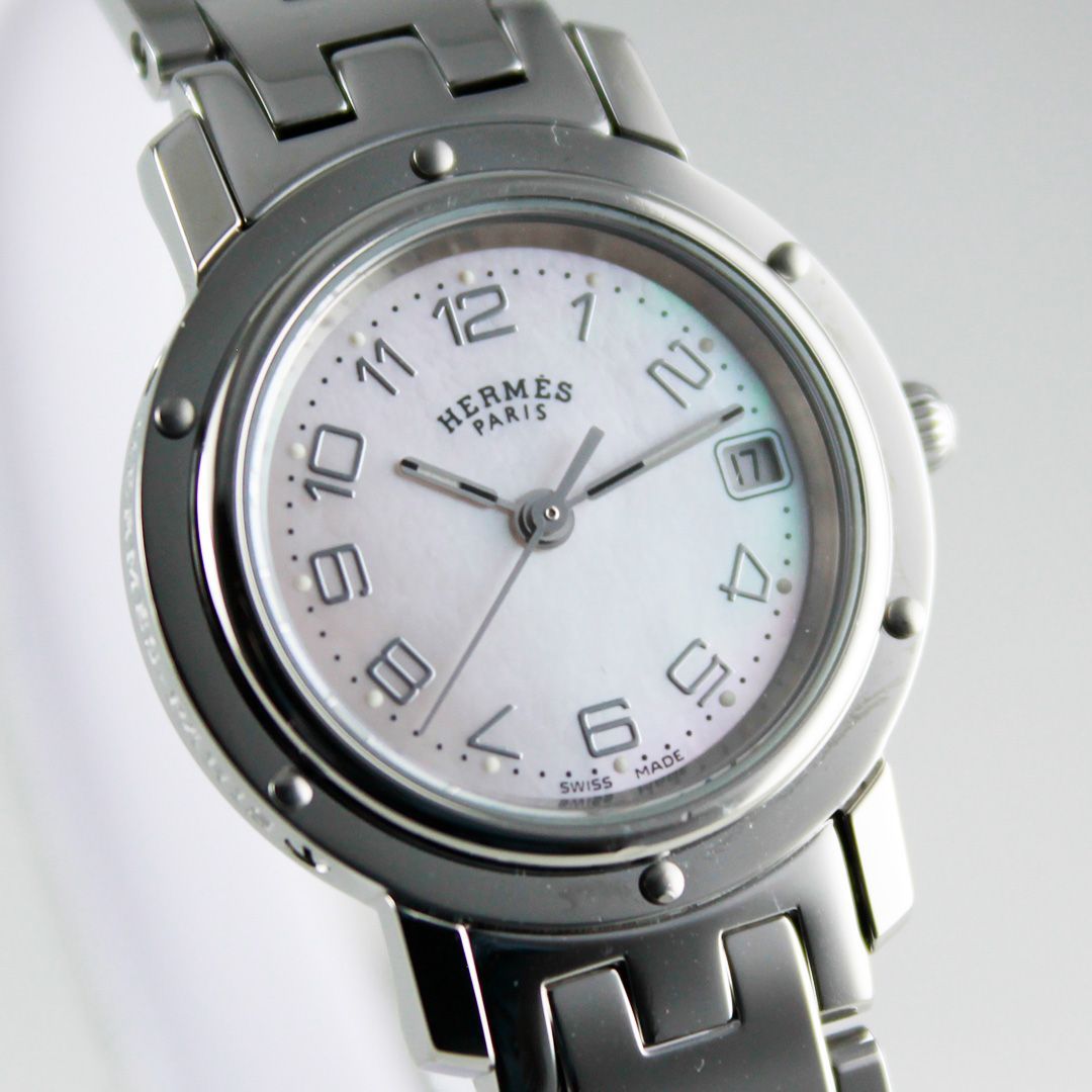  SA 201 HERMES クリッパー ナクレ CL 4.210.214 3796 レディース クォーツ シェル文字盤 SS 腕時計 エレガント 銀座サコム堂 期間 販売 腕時計(クォーツ) 腕時計(アナログ)