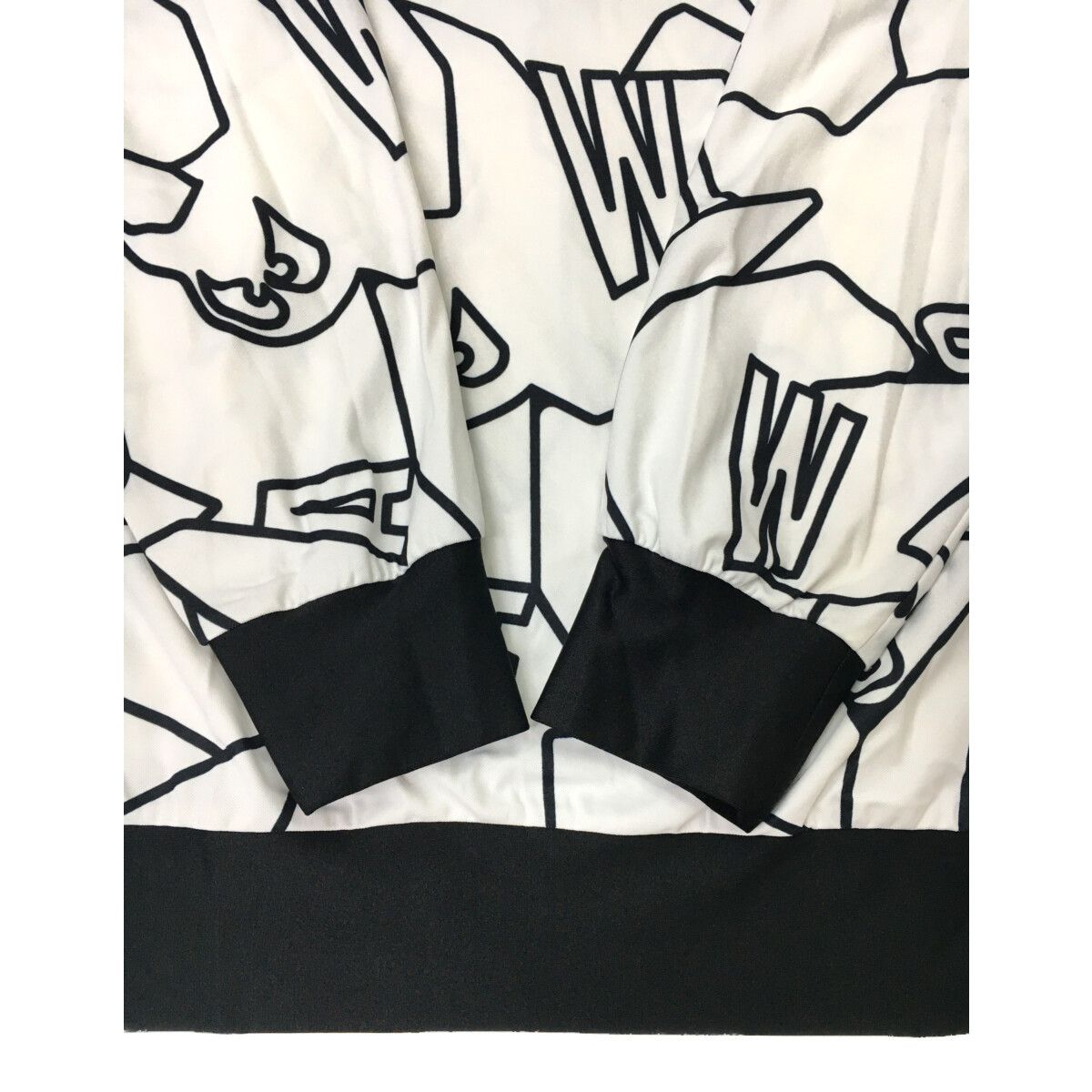 ☆美品☆ ワック WAAC 長袖 シャツ サイズ3 白 黒 プルオーバー 秋 春 中古 メンズ ワック WAAC 長袖シャツ 3(L) 白×黒 ホワイト×ブラック 総