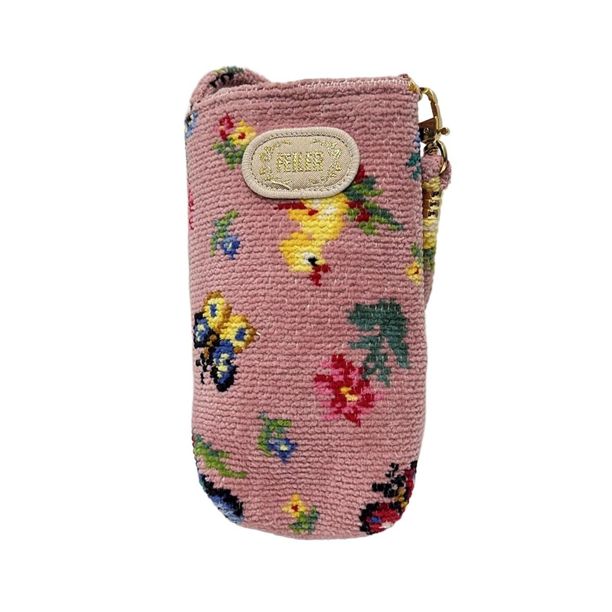 FEILER フェイラー 携帯電話ケース - ピンク×イエロー×マルチ スマートフォンケース ハイジ バタフライ 蝶 鳥 フラワー 花