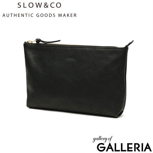 SLOW ポーチ メンズ レディース 大きめ 小物入れ ブランド レザー Lサイズ スロウ マチ付き マチ 革 本革 おしゃれ シンプル ギフト プレゼント ファスナー 黒 A 5 bono Pouch L 300 S 32 C