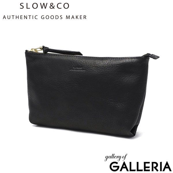 SLOW ポーチ メンズ レディース 小物入れ ブランド レザー Mサイズ スロウ マチ付き マチ 革 本革 おしゃれ シンプル ギフト プレゼント ファスナー 黒 bono Pouch M 300 S 17 C