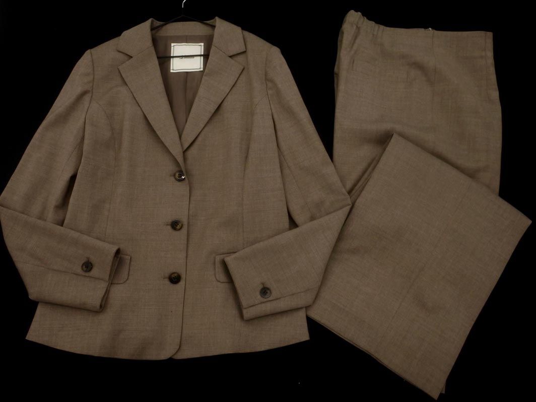 Leilian レリアン ウール混 セットアップ ジャケット パンツ スーツ size 9 グレー レディース