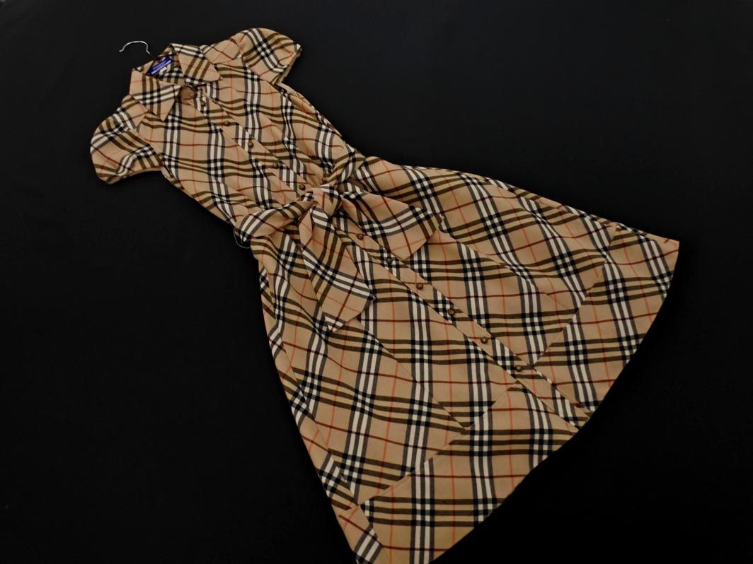 バーバリー BLUE LABEL ブルーレーベル ウール ノバチェック ワンピース size 38 ベージュ レディース