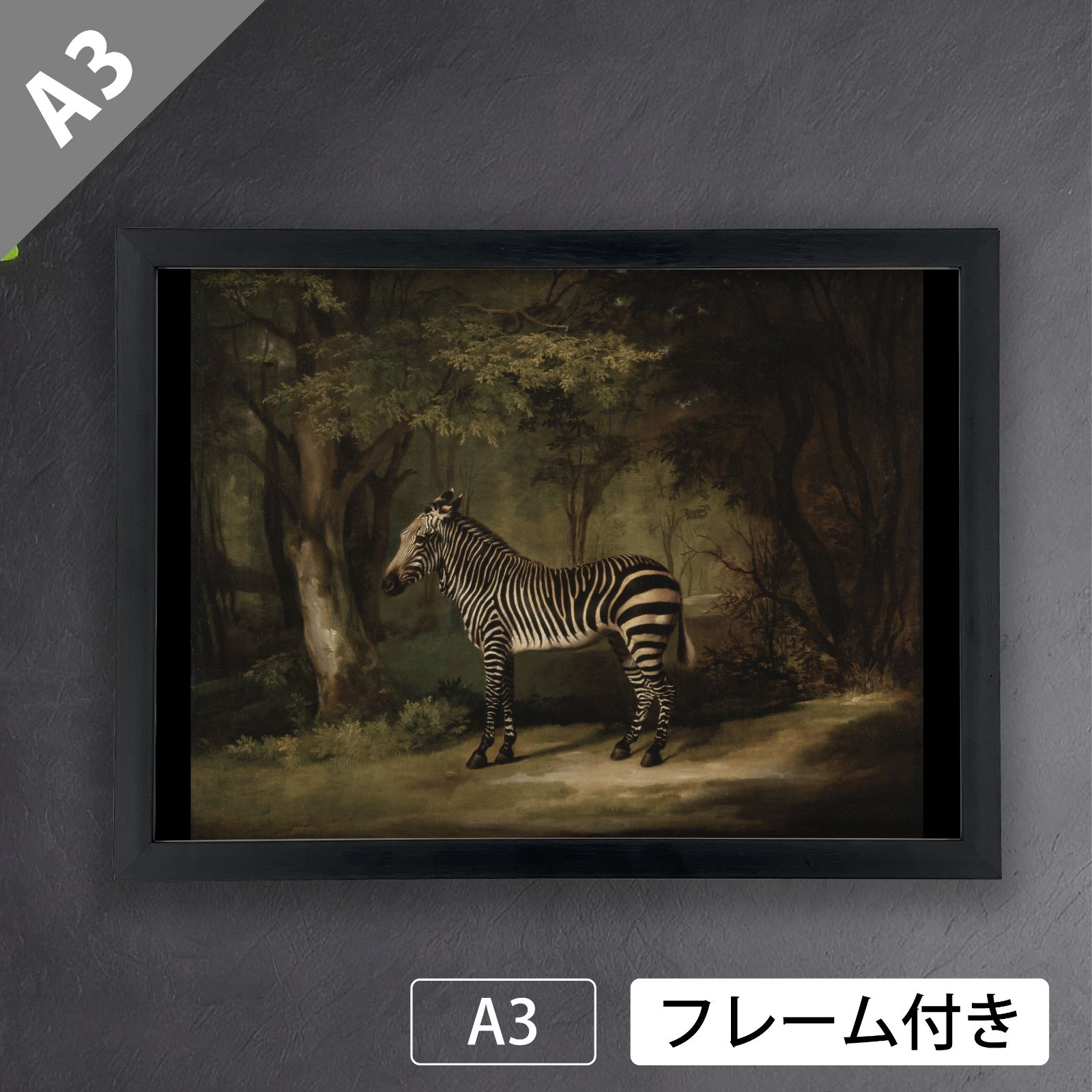 シマウマ アート ポスター(額) ジョージ・スタッブス（George Stubbs）『シマウマ』（1763年）アート