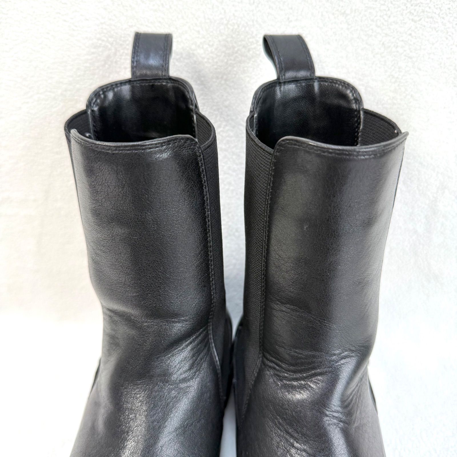  37 スローブイエナ サイドゴア トラックソール レザー ブラック ブーツ チェルシーブーツ ミドル丈 SLOBE IENA サイドゴアブーツ ブーツ