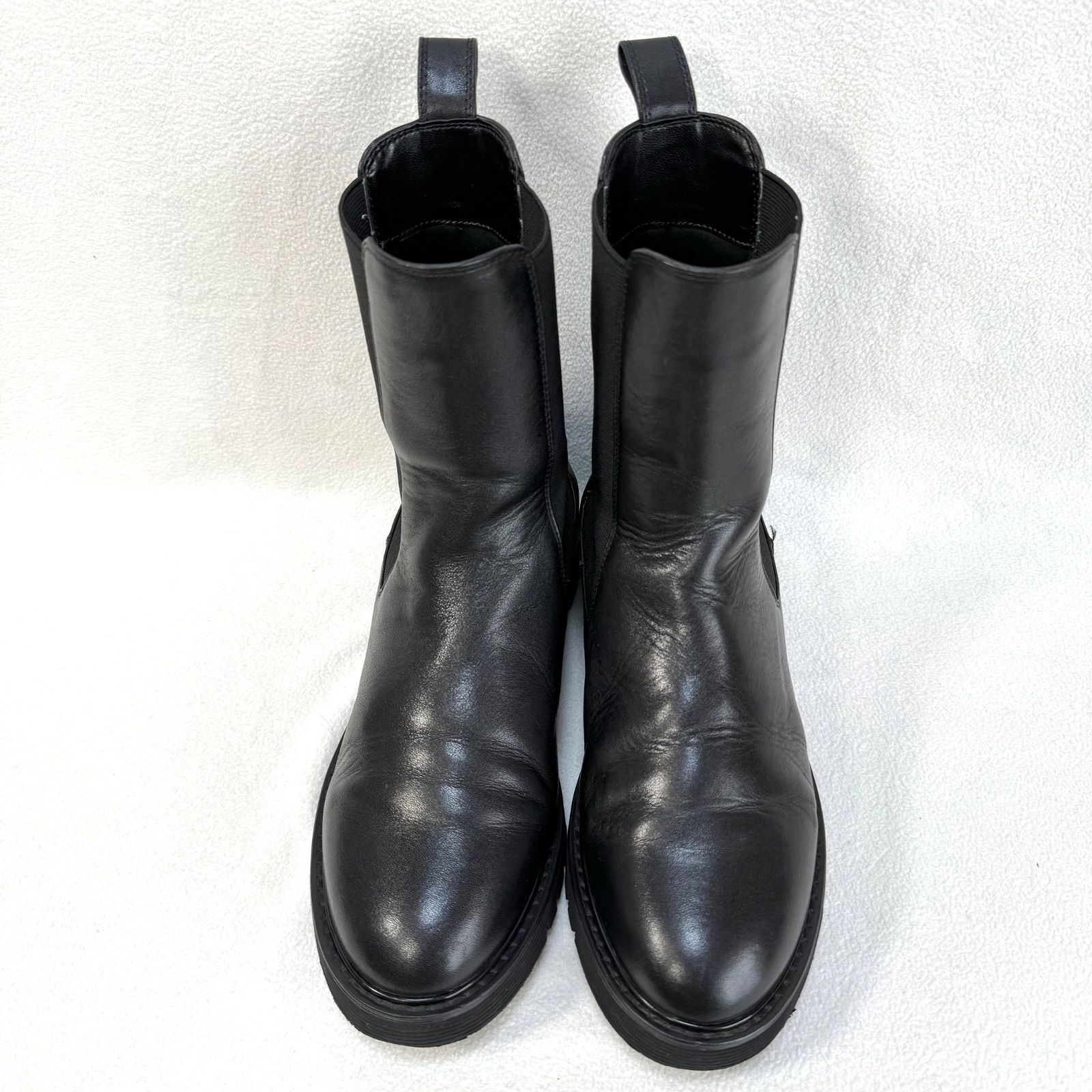 37 スローブイエナ サイドゴア トラックソール レザー ブラック ブーツ チェルシーブーツ ミドル丈 SLOBE IENA