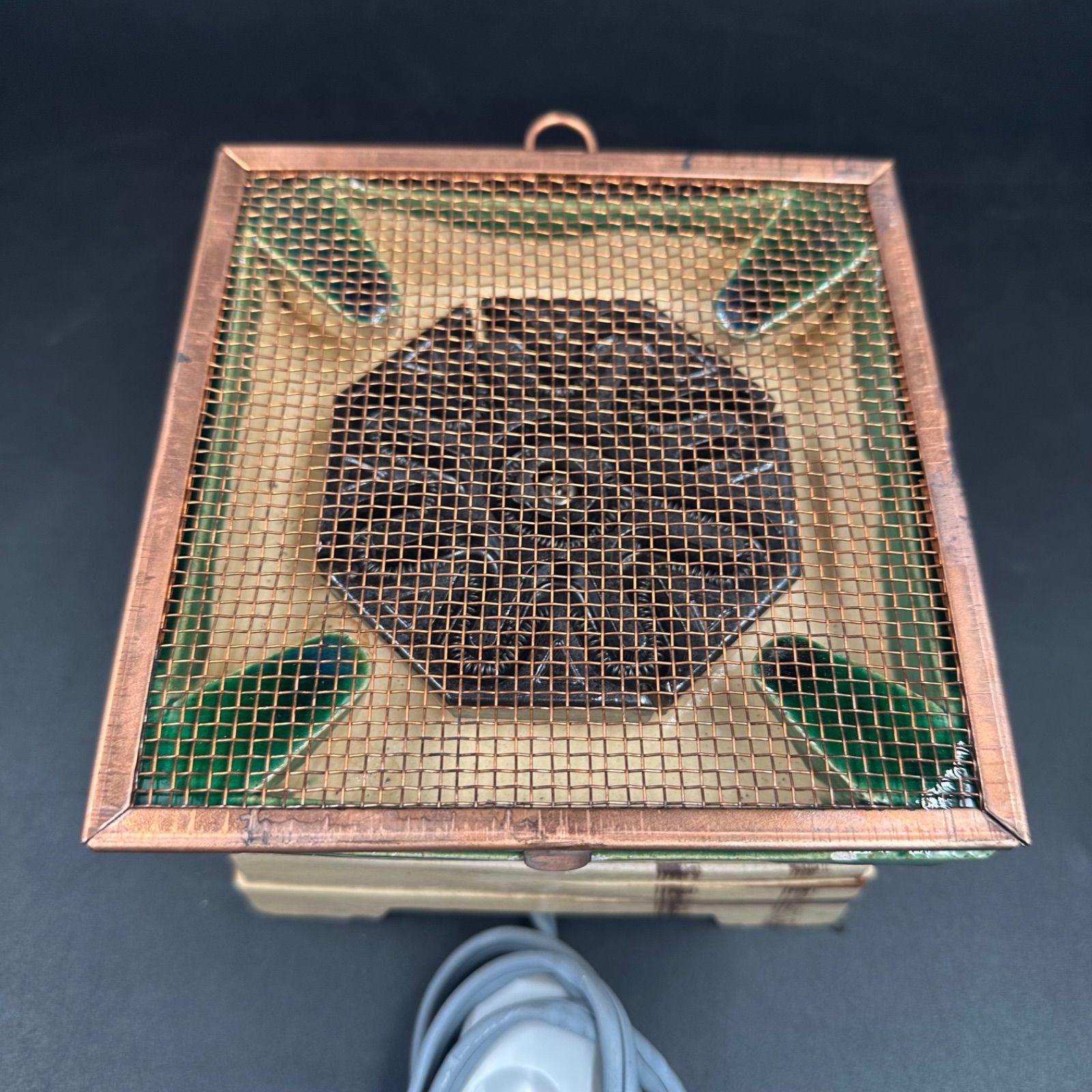 ① 江戸火鉢 野々田商店 陶器製 電気式火鉢 卓上江戸火鉢 織部 卓上