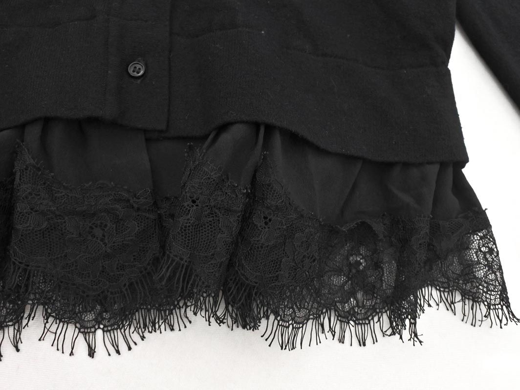 YOKO CHAN ヨーコチャン 裾レース ショート丈 ニット カーディガン