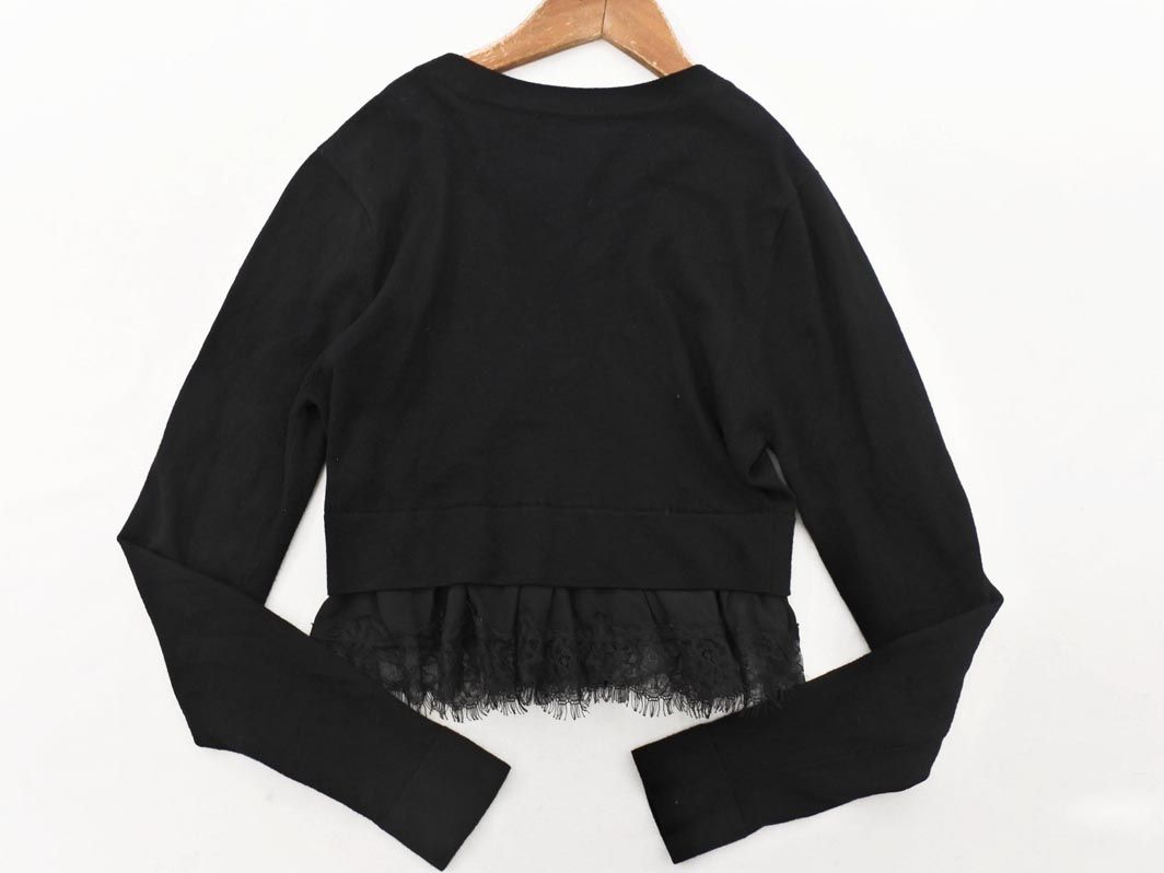 【着用1回】ヨーコチャン　レースペプラムショートカーディガン　ブラック　36 YOKO CHAN ヨーコチャン 裾レース ショート丈 ニット カーディガン