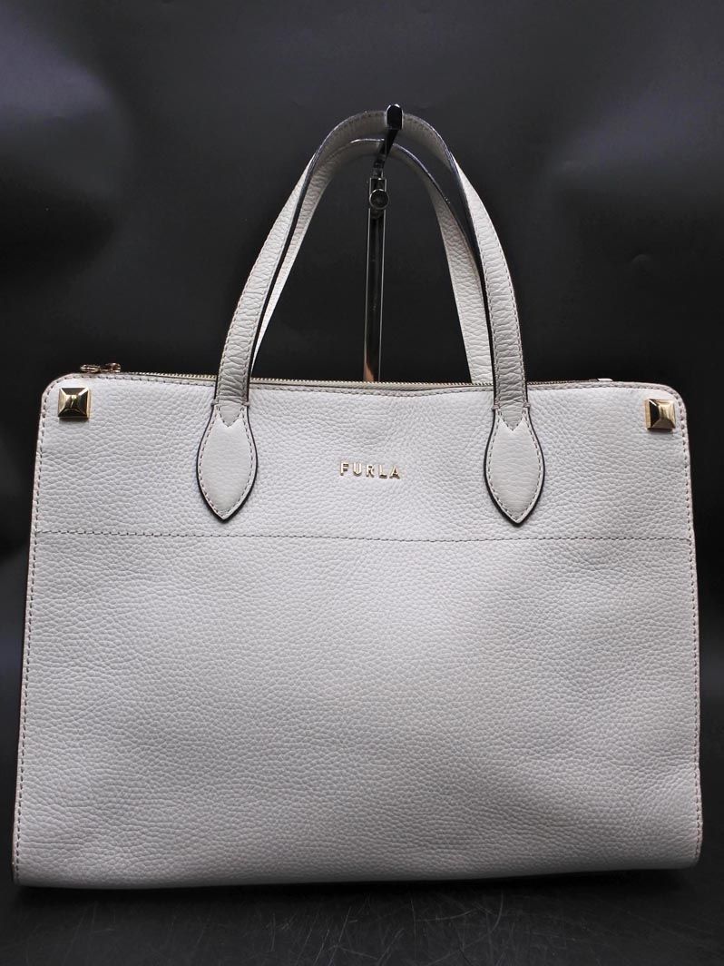 FURLA フルラ アフロディーテ 本革 レザー トート バッグ オフホワイト