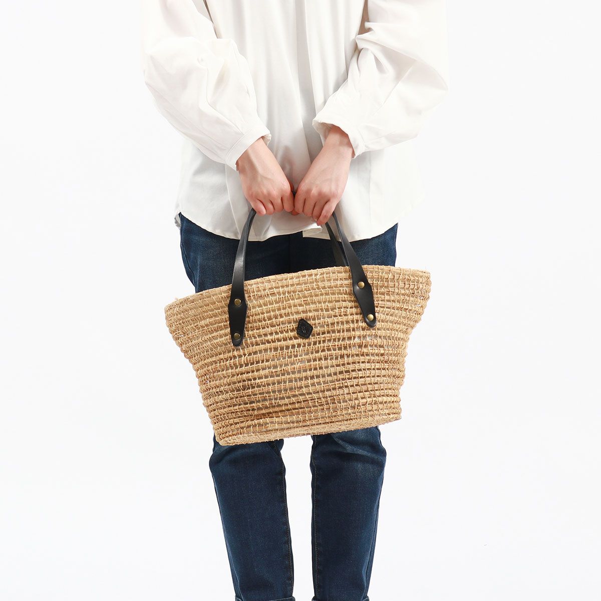 クレドラン トートバッグ CLEDRAN HAND - WORKS PALM FIBER BASKET L かごバッグ トート バッグ A 5 レディース CL-3526 ブラック 81-5835