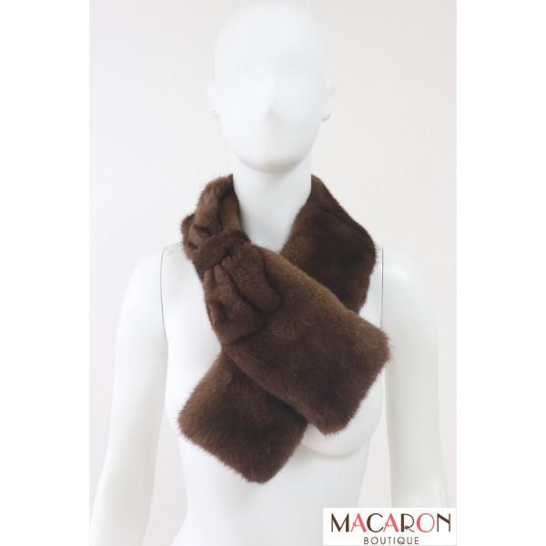 ルネ rene ミンク　ティペット　マフラー Rene ミンクティペット ダークブラウン/茶色 リボン ルネ - メルカリ