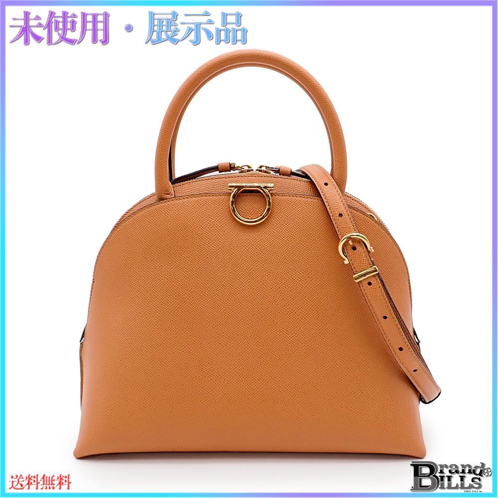 ガンチーニ 2WAY ハンドバッグ ショルダーバッグ レザー ロゴ オレンジ 極 美品 Salvatore Ferragamo サルヴァトーレフェラガモ ガンチーニ