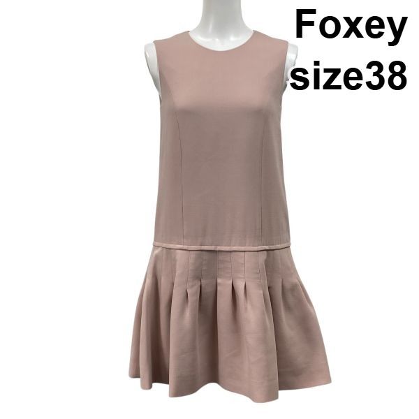 ◇ フォクシー Foxey ひざ丈ワンピース ノースリーブ クルーネック