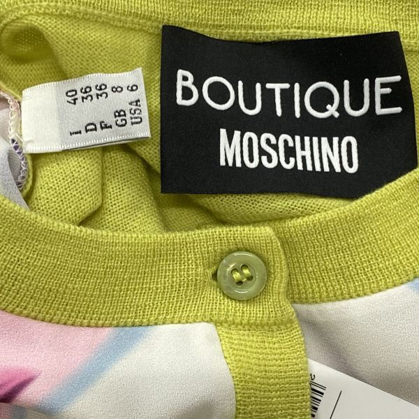 BOUTIQUE MOSCHINO　モスキーノ　 刺繍　長袖カーディガン MOSCHINO モスキーノ カーディガン テディベア ワッペン コットン