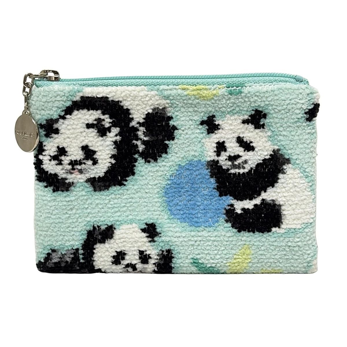 FEILER フェイラー 2つ折り財布 - ライトブルー×白×黒 ポケットティッシュケース付き パンダ LOVERARY