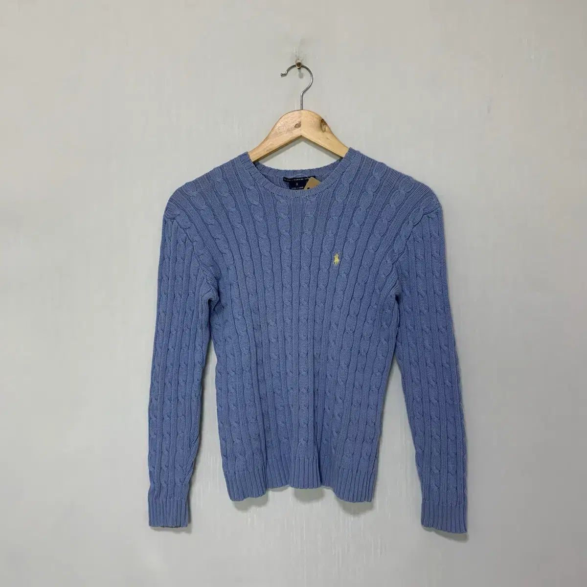 ポロ ラルフローレン ヴィンテージ ケーブル編み ニット セーター ライトブルー S クロップド