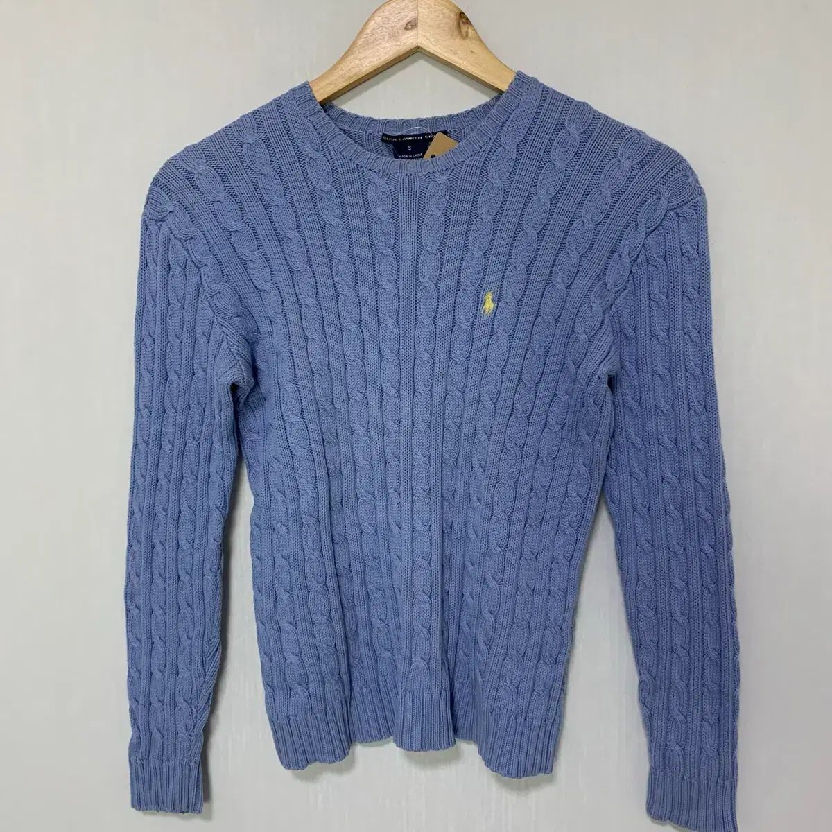 ポロ ラルフローレン ヴィンテージ ケーブル編み ニット セーター ライトブルー S クロップド