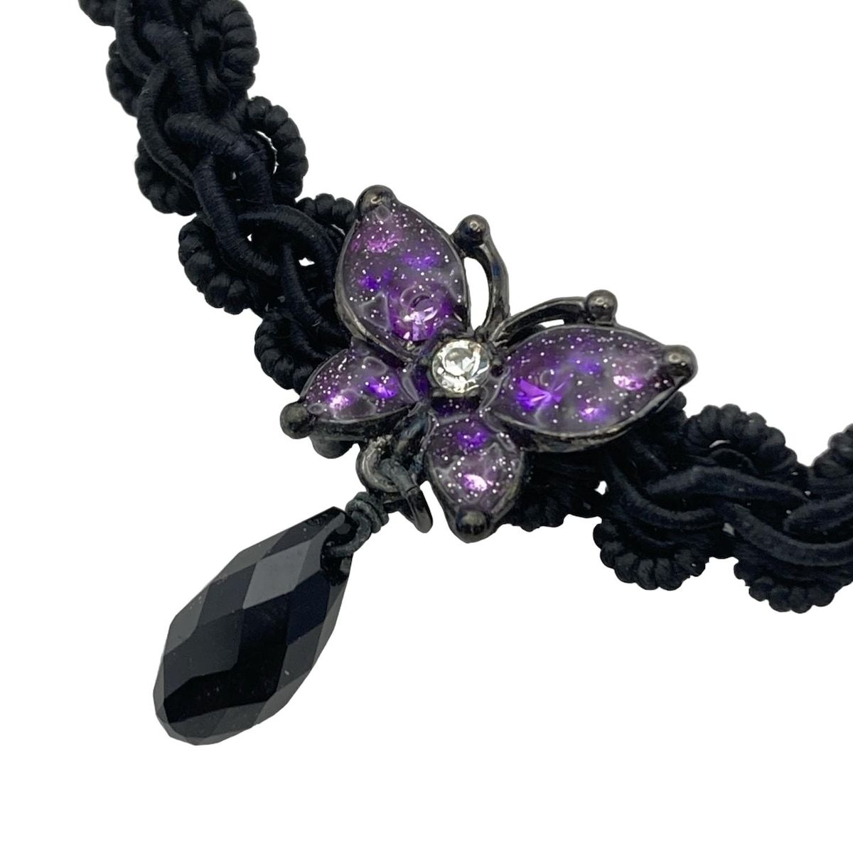 ANNA SUI アナスイ チョーカー 黒 パープル クリア レース バタフライ 蝶