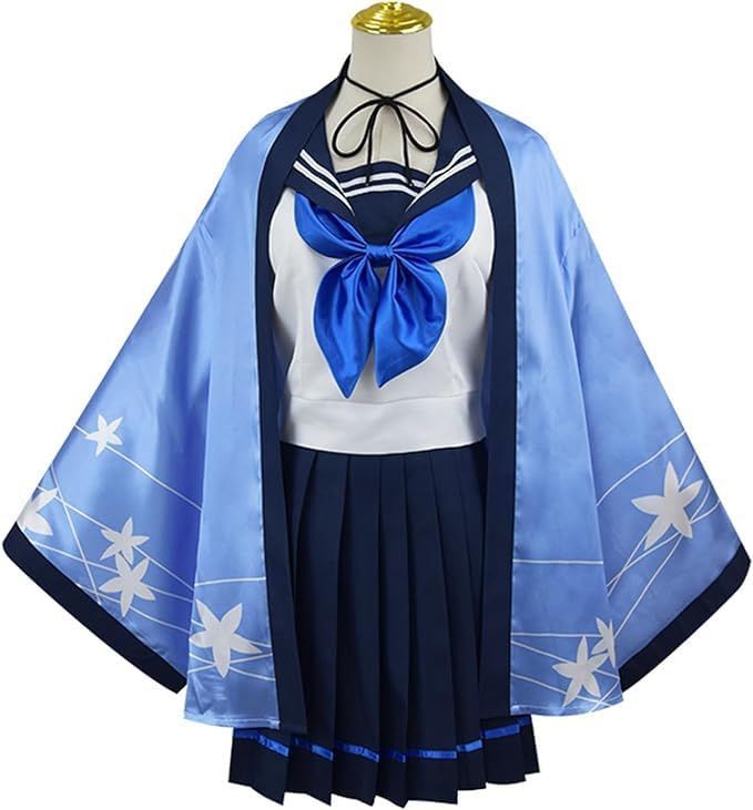 桐生桔梗 コスプレ ブルアカ キキョウ コスプレ衣装 5点セット ブルーアーカイブ セーラー服 浴衣 お花見 お祭
