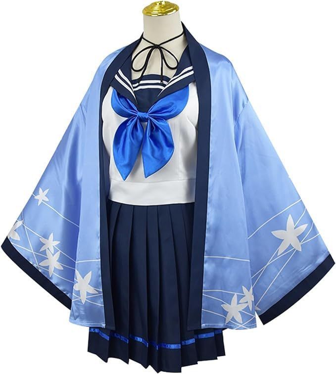 桐生桔梗 コスプレ ブルアカ キキョウ コスプレ衣装 5点セット ブルーアーカイブ セーラー服 浴衣 お花見 お祭
