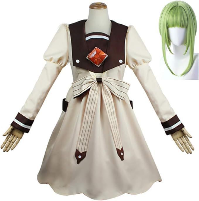 ウィッグ付七峰桜コスプレ衣装5点セット 七峰桜ウィッグ付 飾り付 七峰桜ワンピース 七峰桜コスプレ 七峰桜衣装 地縛少年花子くん