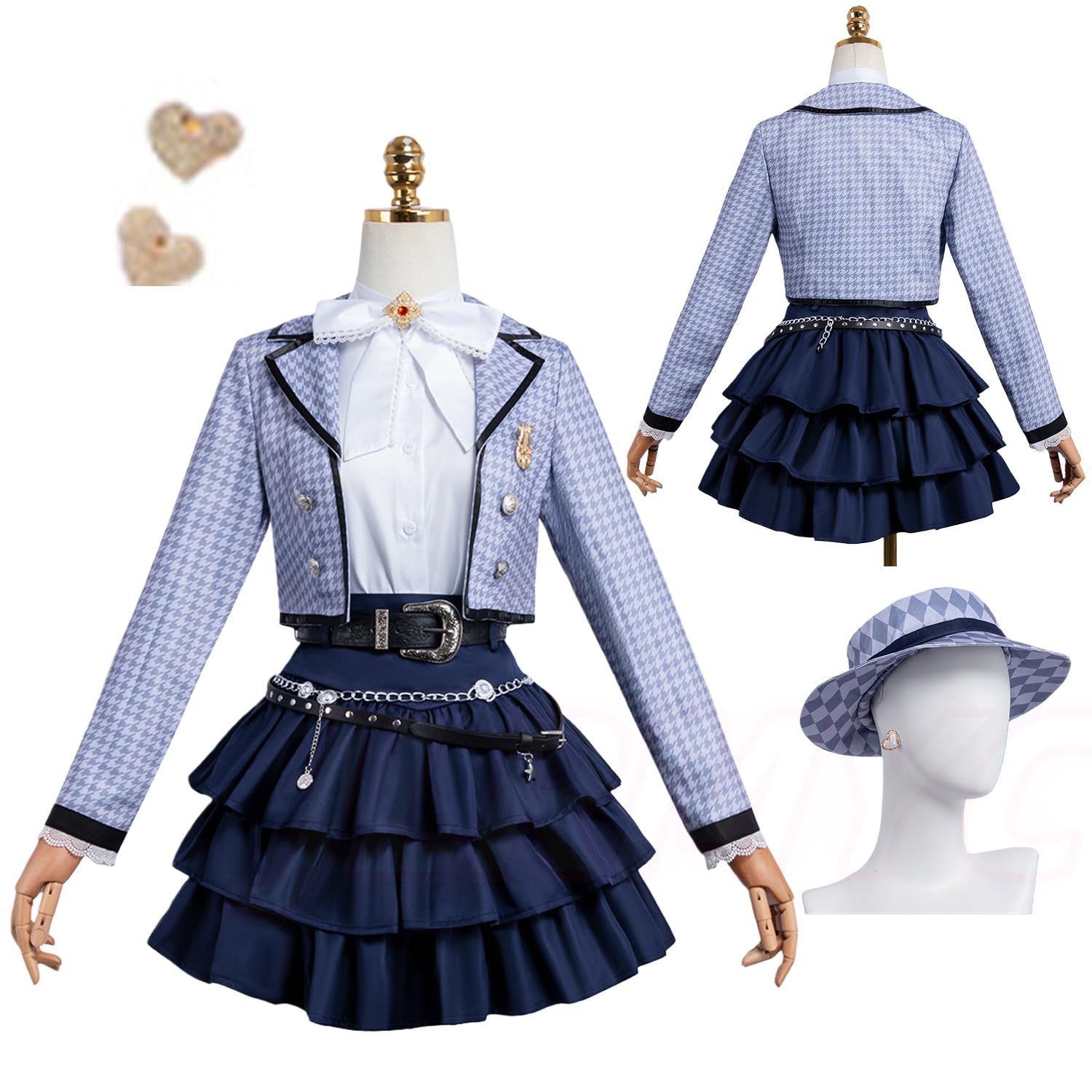 主人公 女主 ヒロインコスプレ衣装 制服 主控 セット 小物とブローチと帽子付き 恋と深空コスプレ衣装 コスチューム ステージ