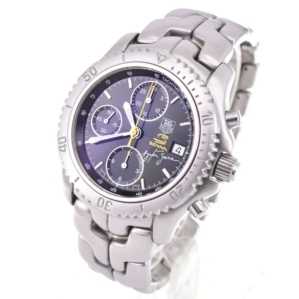 タグホイヤー TAG HEUER CT 2115 リンク アイルトン セナ モデル クロノグラフ デイト 自動巻き メンズ D 144486