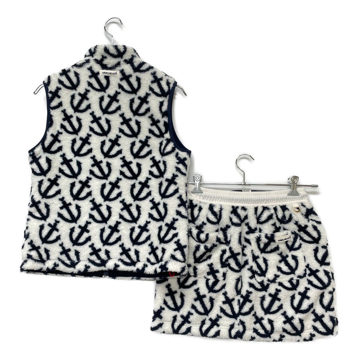 レディース ビバハート VIVA HEART セットアップ 38 S 40 M 白 紺 上下サイズ違い リバーシブル ボア