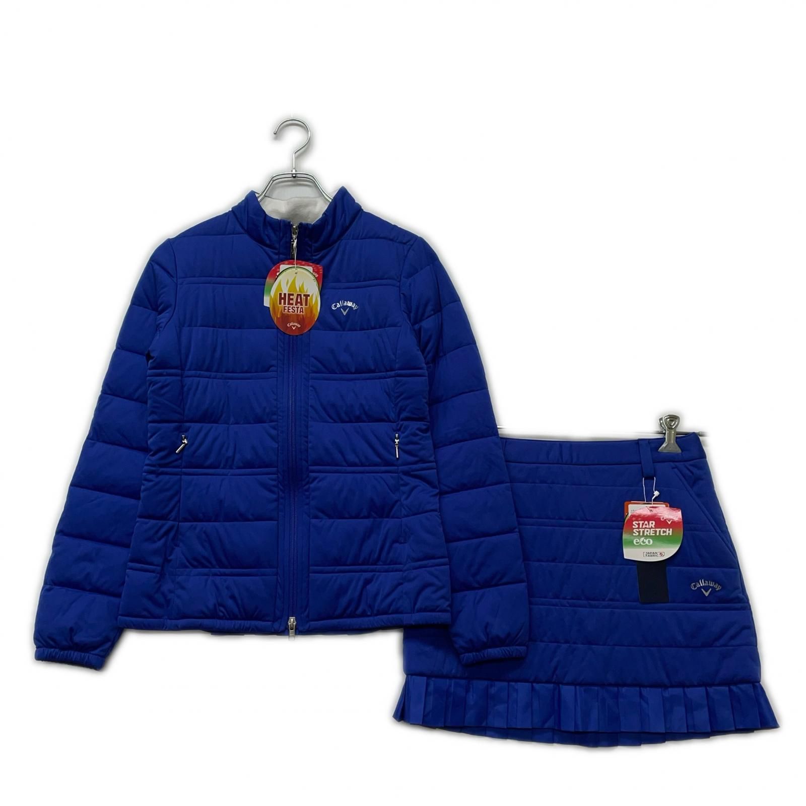レディース キャロウェイ Callaway セットアップ M 青 ブルー 秋冬 中わた フリル 長袖アウター スカート