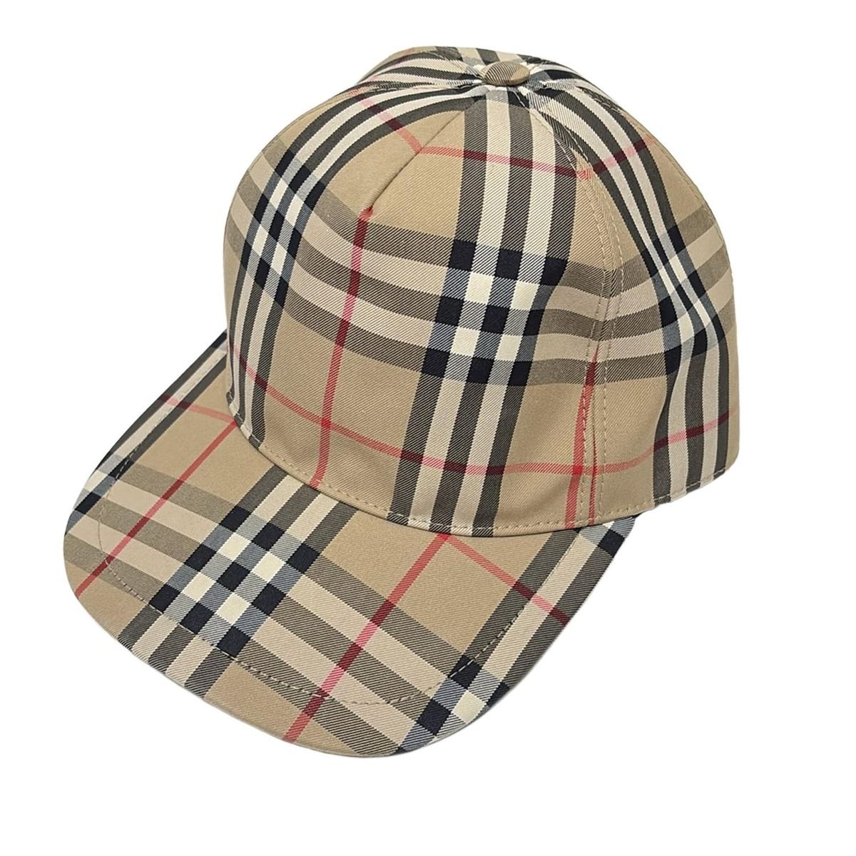BURBERRY LONDON ENGLAND バーバリーロンドンイングランド キャップ M - ベージュ×黒×レッド チェック柄 コットン