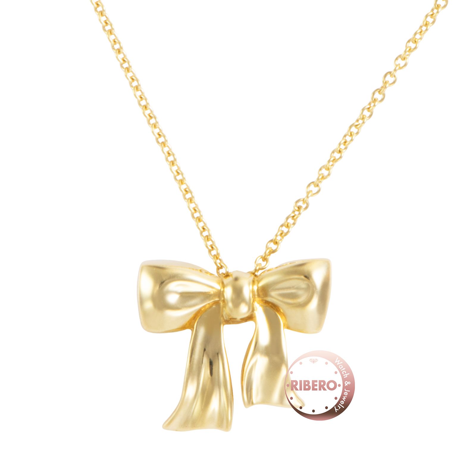 TIFFANY-Co. ティファニー リボン ペンダント ネックレス ゴールド