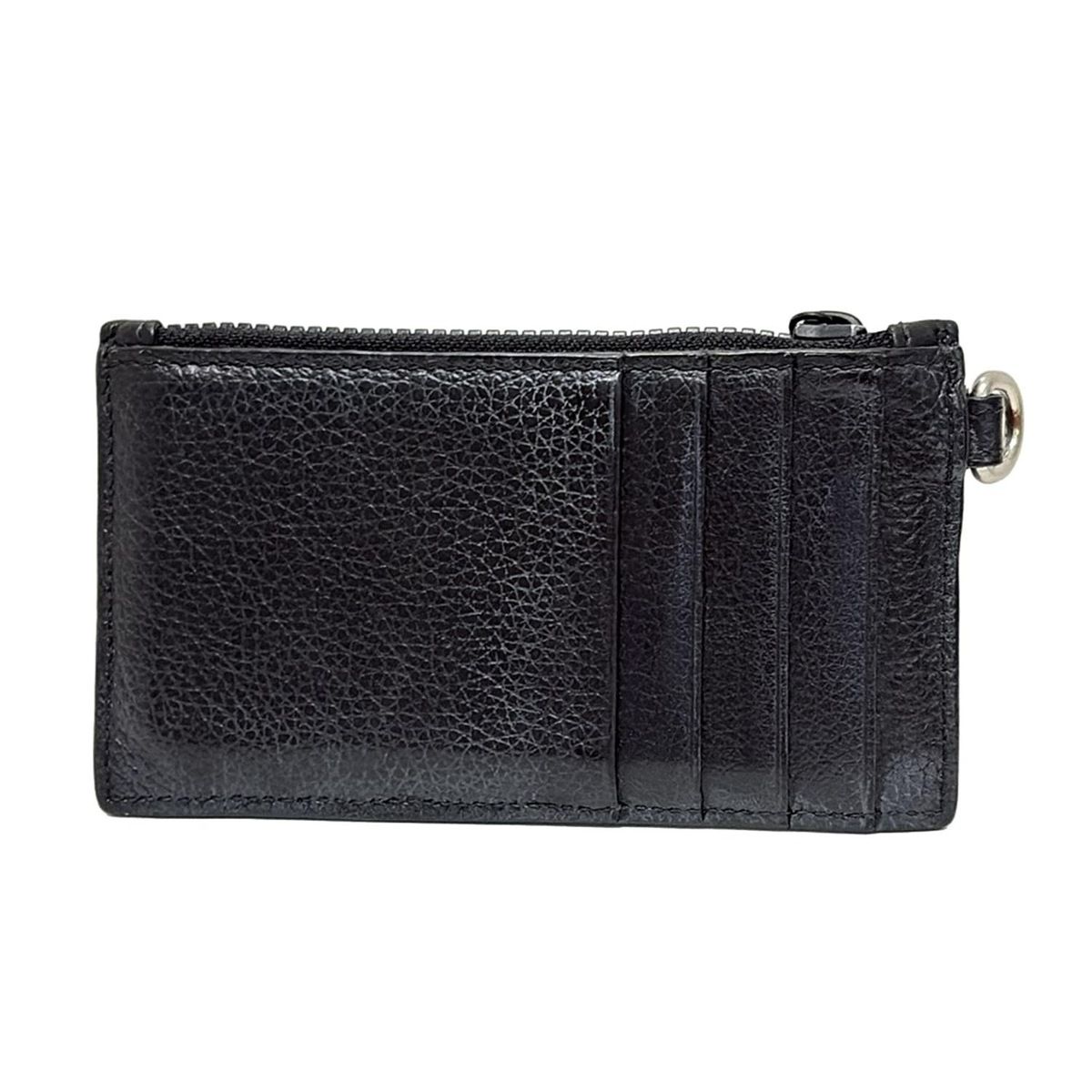 バレンシアガ コインケース - 683425 黒 型押し加工 カードケース付き レザー
