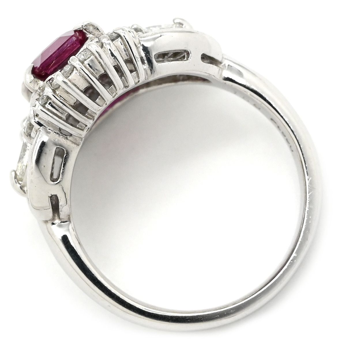 リング 指輪 ルビー ダイヤリング プラチナシルバー レッド 赤 1石 ダイヤモンド 1.59 ct プラチナム PT 長方形 10号