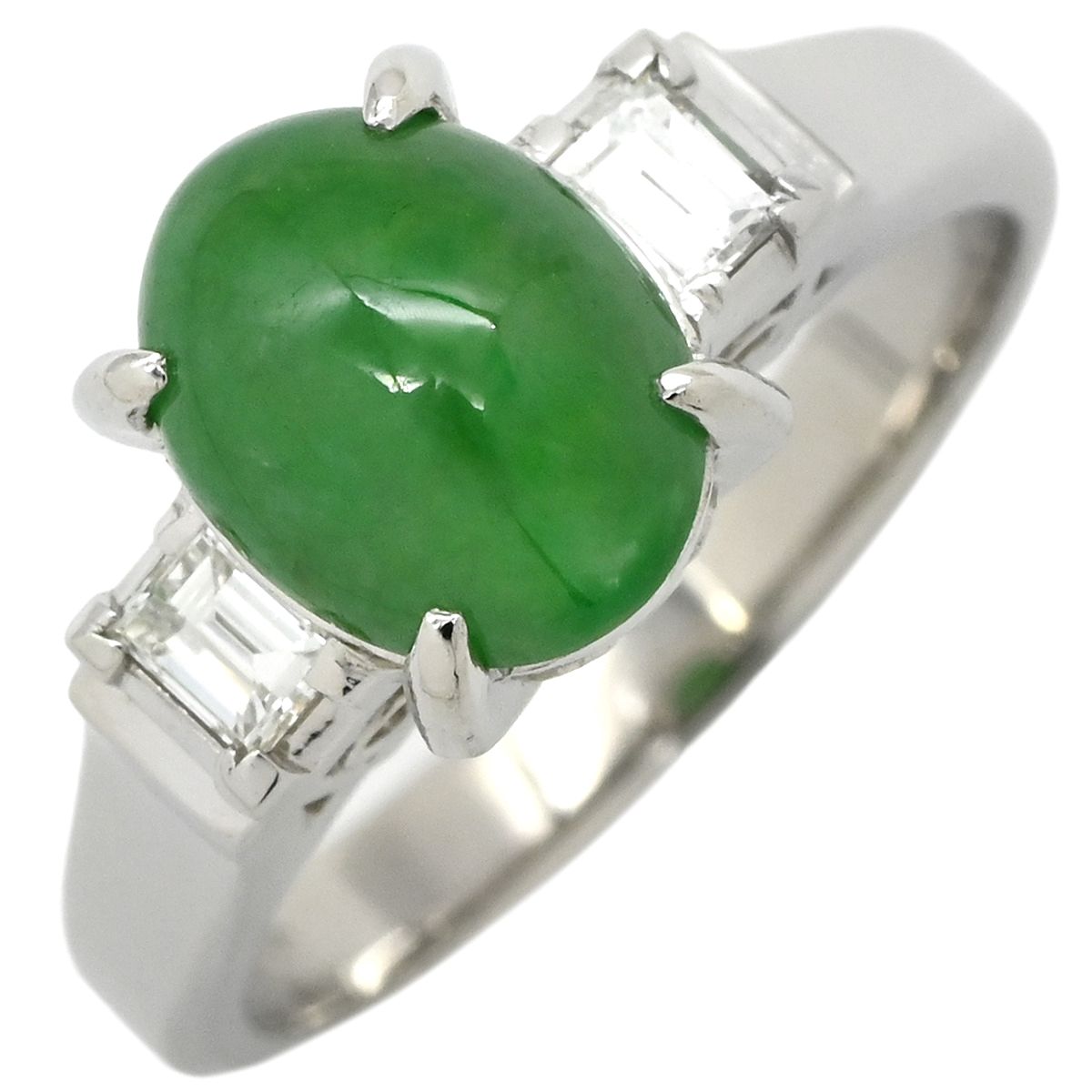 リング 指輪 ヒスイ ダイヤモンド プラチナシルバー 緑 グリーン 翡翠 ひすい ジェダイト 2.22 ct プラチナ900 12.5号