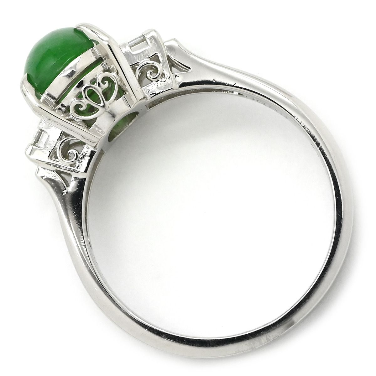 リング 指輪 ヒスイ ダイヤモンド プラチナシルバー 緑 グリーン 翡翠 ひすい ジェダイト 2.22 ct プラチナ900 12.5号