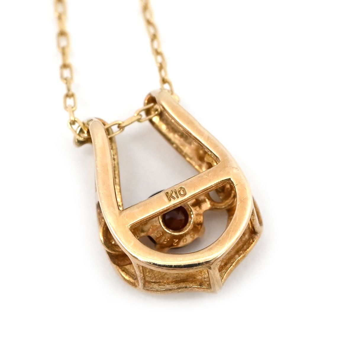  ネックレス ガーネット U字ペンダント イエローゴールド 10 K ホースシュー 馬蹄 ネックジュエリー ネックレス アクセサリー